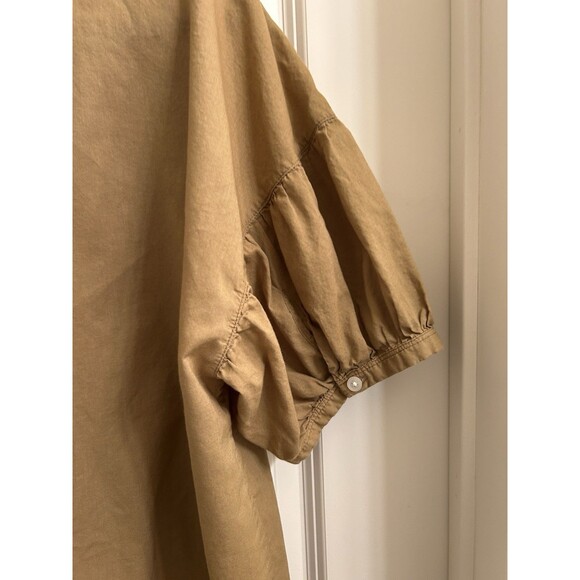 Everlane Women’s Split-Neck Puff Sleeve Hazel Green Shirt Sz 14 Peasant Cottage - Picture 3 of 6